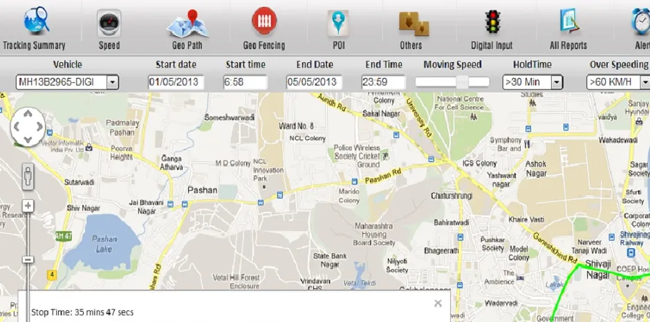 Prakhar tracking software: Route playback